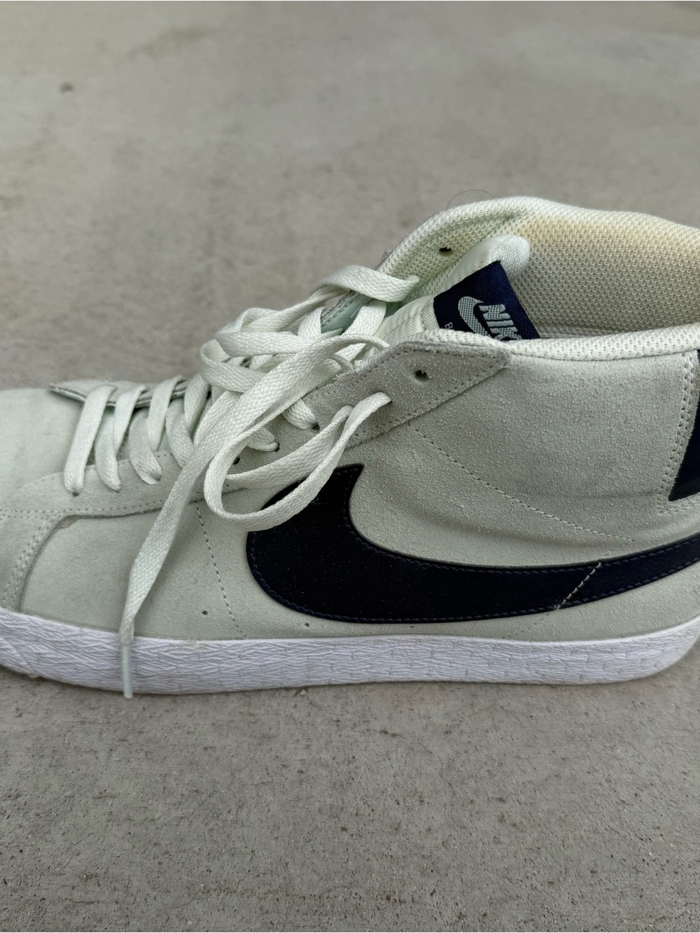Nike Men’s Mid-Top Suede Sneakers in Mint Green with Black Swoosh